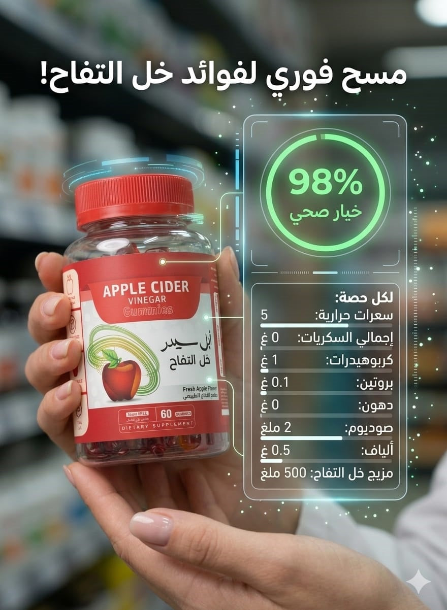 حلوى خل التفاح - إزالة السموم اليومية بدون سكر | 60 قطعة حلوى
