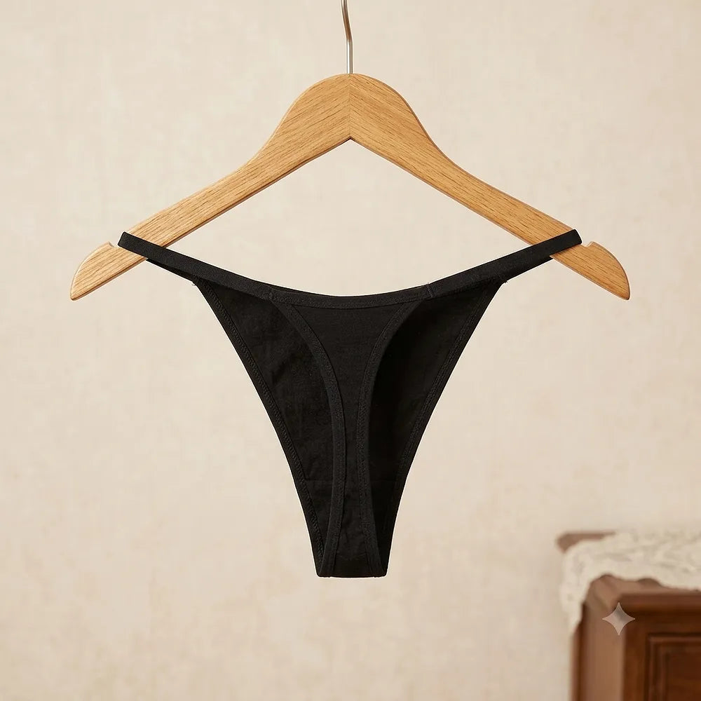 Front view of women's DADDY heart thong in black