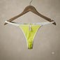 Men's neon yellow mesh thong بحواف بيضاء