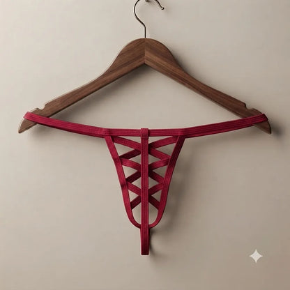 Men's red crisscross strap thong variant