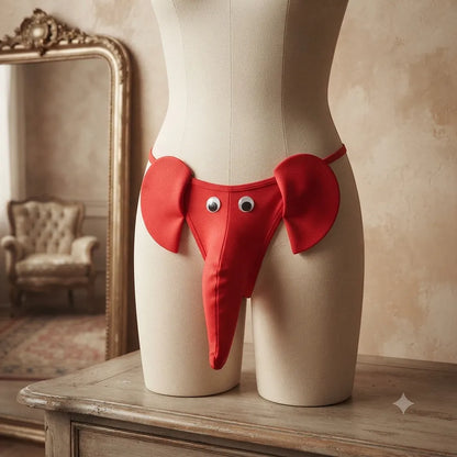 Men's red elephant novelty underwear with side ear details