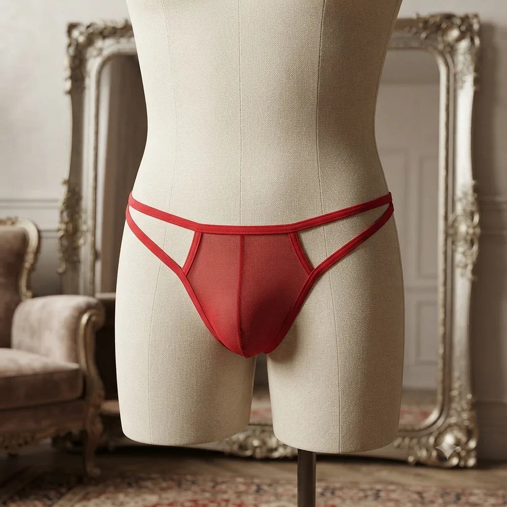 عرض أمامي لـRed Mesh Brief مع تصميم Double Strap على الجانبين