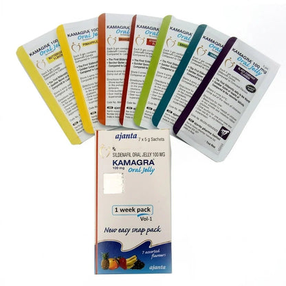 Kamagra Oral Jelly 100mg - 7 Assorted Flavors Weekly Pack - New Center