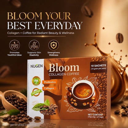 NUGEN Bloom Collagen Coffee - 10 Sachets (10g per pack) - New Center